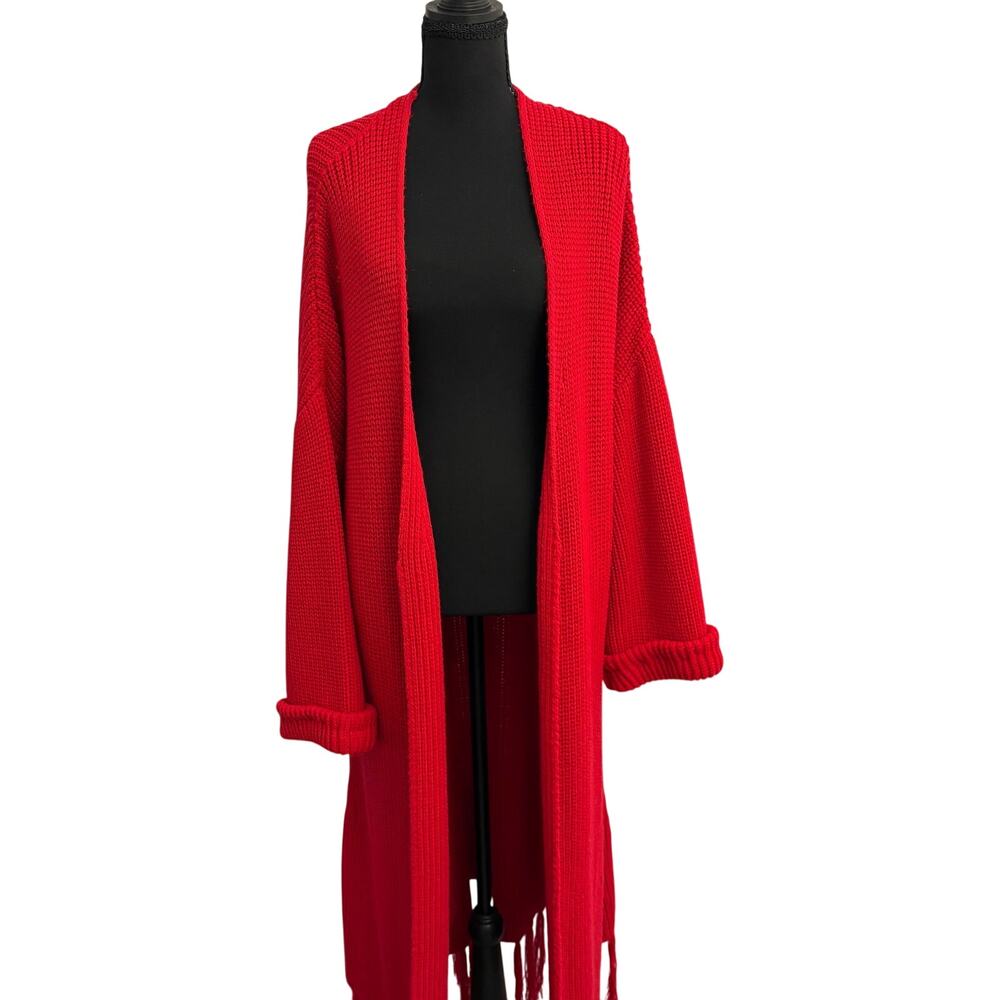 K.Jordan Red Acrylic Knit Cardigan Luxury, Comfort, Soft, Lounge, Business